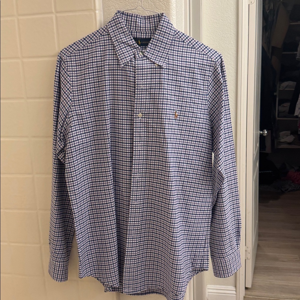 Ralph Lauren Blue and White Plaid Shirt